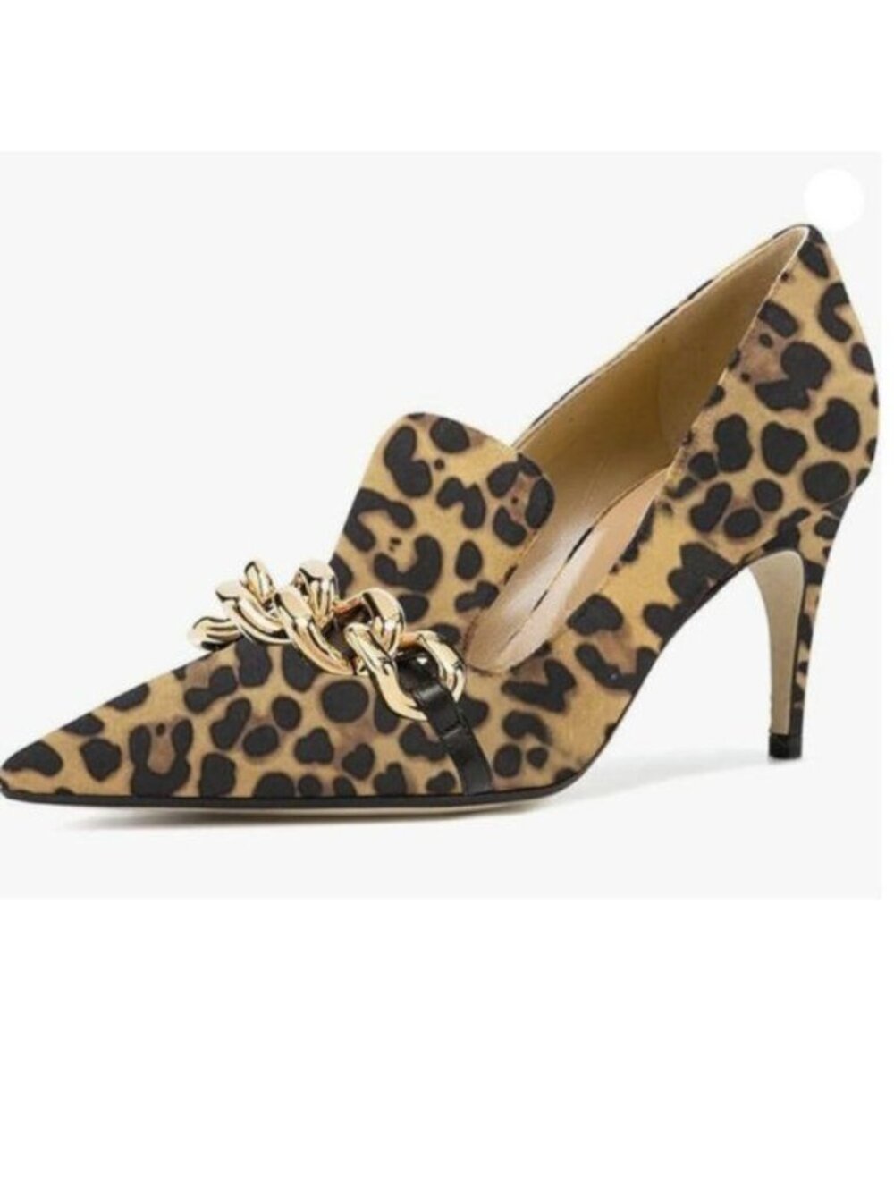YDN Women's Mid Heels Slip on Loafer Stilettos Pumps Pointy Toe Leopard Shoes